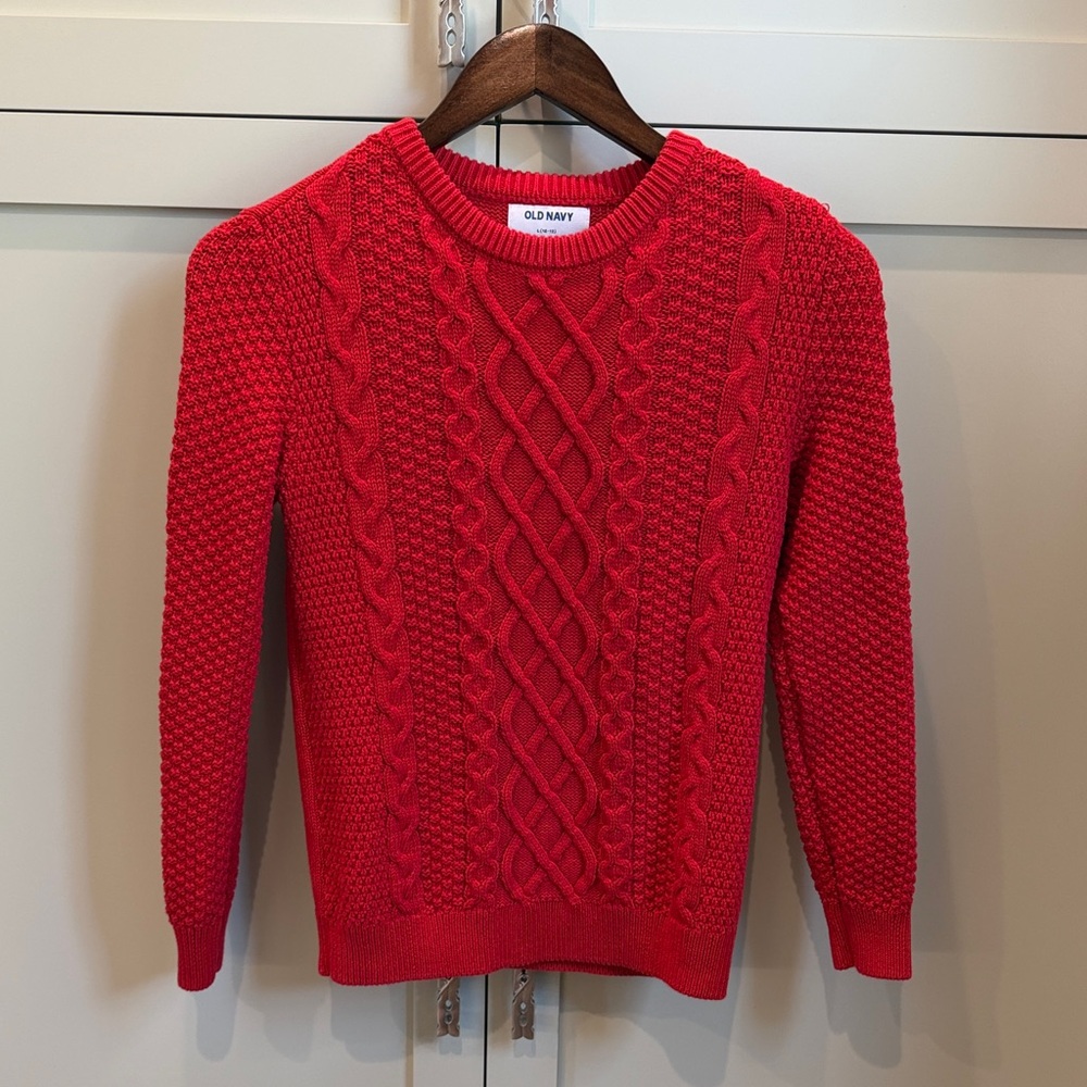 Old Navy Kids Bright Red Cable Crewneck Sweater